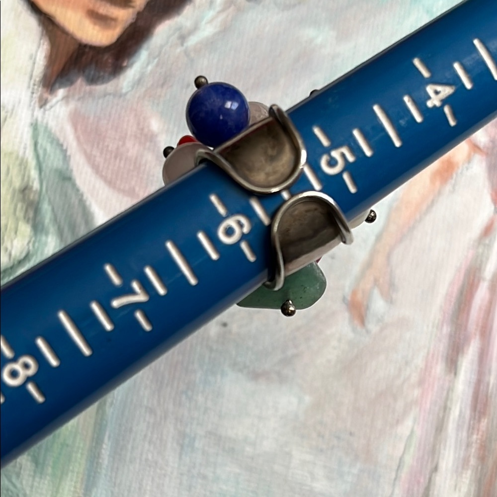 Multicolor Gemstone Cluster Ring 925 Sterling Sil… - image 8